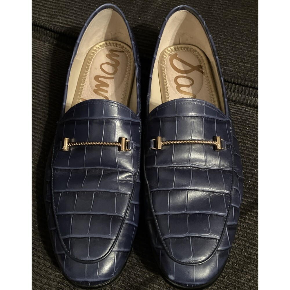 Sam Edelman Gold bit loafer in navy blue leather Men’s dress Size 10